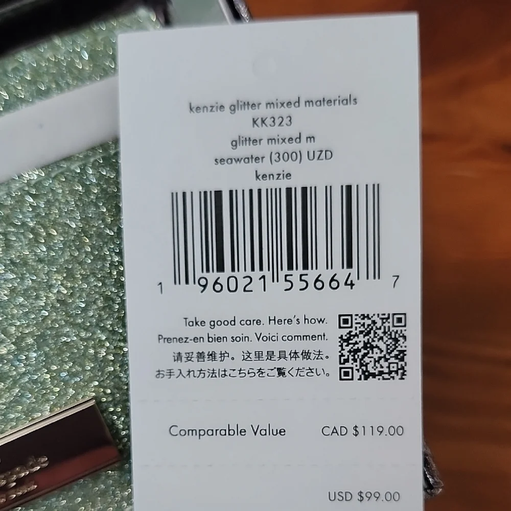 Kate Spade Glittery Green Seawater KENZIE Cardholder - Picture 5 of 7